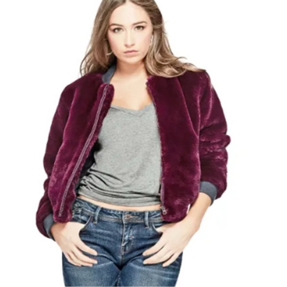 Guess Women's Jolene Faux Fur Full Zip Jacket